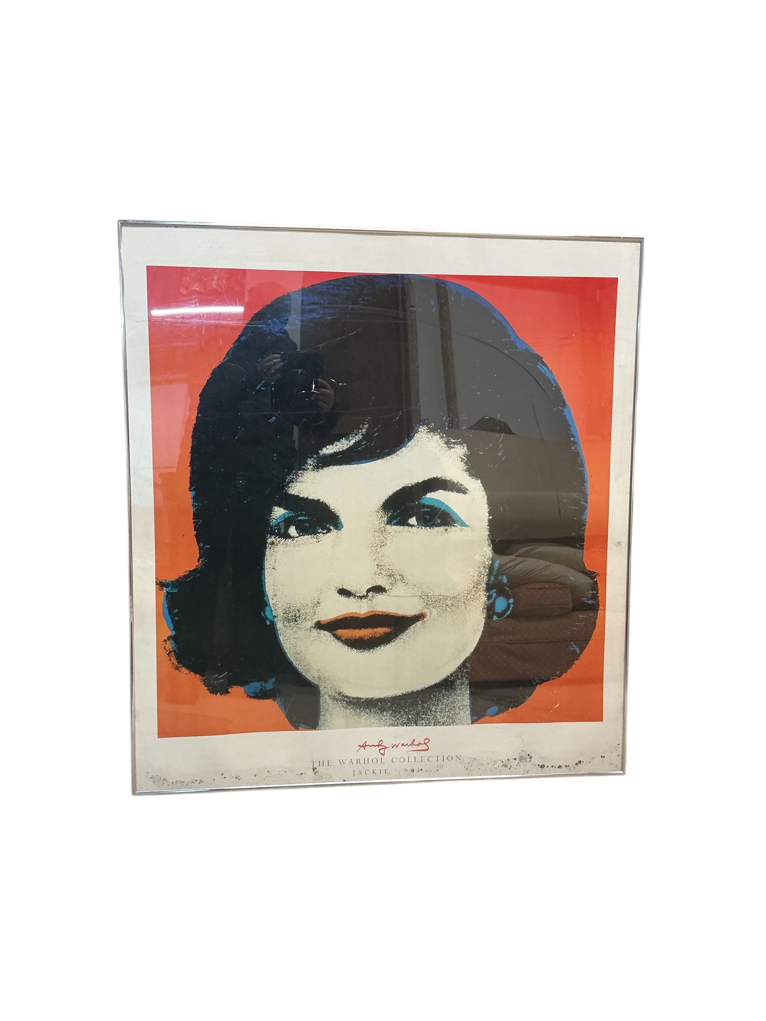 A large Andy Warhol print, Jackie Kennedy, 102cm x 110cm